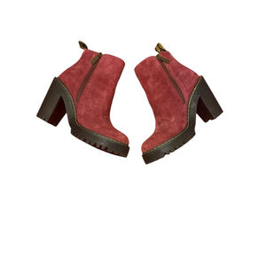 Dr. Martens Magdalena Burgundy Suede Heeled Boots Size 7